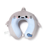 Relaxeazzz Archie The Shark Adoramals Memory Foam Travel Pillow In Blue & Grey
