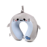 Relaxeazzz Archie The Shark Adoramals Memory Foam Travel Pillow In Blue & Grey