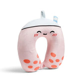 Relaxeazzz Foodiemals Bubble Tea Plush Memory Foam Travel Pillow In Pink Multi