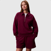 Calvin Klein Ladies Archive 1/4 Zip Sweater In Berry