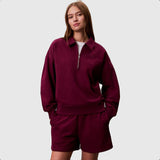 Calvin Klein Ladies Archive 1/4 Zip Sweater In Berry