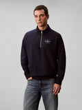 Calvin Klein Womens Micro Monologo Quarter Zip Sweater In Navy
