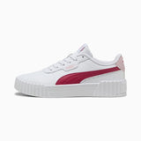 Puma Girls Carina 3.0 PS Shoes in White & Dark Pink