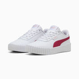 Puma Girls Carina 3.0 PS Shoes in White & Dark Pink