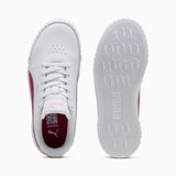 Puma Girls Carina 3.0 PS Shoes in White & Dark Pink