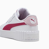 Puma Girls Carina 3.0 PS Shoes in White & Dark Pink