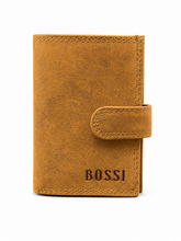 Bossi Mech Buff Leather Card Wallet In Mid Brown