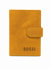Bossi Mech Leather Unit Goat Oil Card Holder In Yellow