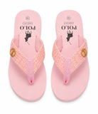 Polo Girls Raffia Flip Flops In Pink