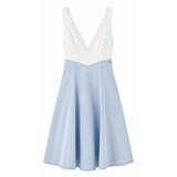 Sissy Boy Womens Midi Dress With Denim Skirt In Light Vintage