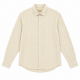 Morenzo Mens Long Sleeve Linen Shirt In Stone
