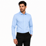 Morenzo Mens Lycra Sateen Long Sleeve Shirt In Sky Blue