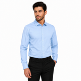 Morenzo Mens Lycra Sateen Long Sleeve Shirt In Sky Blue