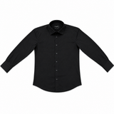 Morenzo Mens Lycra Sateen Long Sleeve Shirt In Black