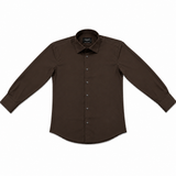 Morenzo Mens Lycra Sateen Long Sleeve Shirt In Chocolate