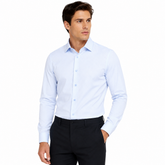 Morenzo Mens Lycra Sateen Stripe Shirt In Sky Blue
