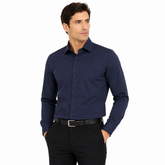 Morenzo Mens Lycra Sateen Stripe Shirt In Navy