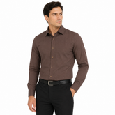 Morenzo Mens Lycra Sateen Stripe Shirt In Chocolate