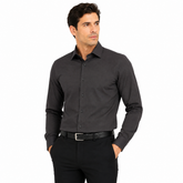 Morenzo Mens Lycra Sateen Stripe Shirt In Black