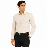 Morenzo Mens Lycra Sateen Stripe Shirt In Beige