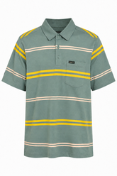 Jeep Mens Yarndye Stripe Golfer In Sage Multi