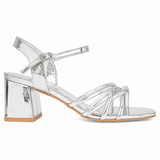 Miss Black Ladies Bardot 7 Heels In Silver