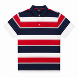 Polo Mens Bold Stripe Golfer in Burgandy