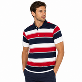 Polo Mens Bold Stripe Golfer in Burgandy