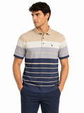 Polo Mens Bold Stripe Golfer In Charcoal