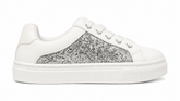 Pierre Cardin Girls Taylor Glitter Shoes In White & Silver