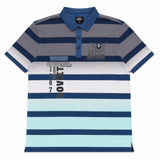 Soviet Mens Yarn Dyed Stripe Golfer In Blue