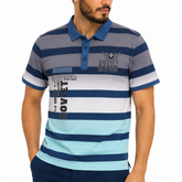 Soviet Mens Yarn Dyed Stripe Golfer In Blue