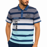 Soviet Mens Yarn Dyed Stripe Golfer In Blue
