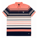 Soviet Mens Aspra Yarn Dyed Stripe Golfer In Salmon