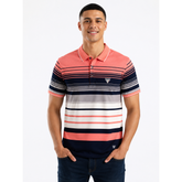 Soviet Mens Aspra Yarn Dyed Stripe Golfer In Salmon