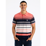 Soviet Mens Aspra Yarn Dyed Stripe Golfer In Salmon