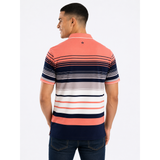 Soviet Mens Aspra Yarn Dyed Stripe Golfer In Salmon