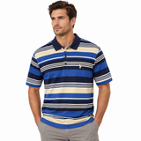 Polo Mens Stripe Print Mercerised Golfer In Navy