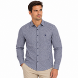 Polo Mens Long Sleeve Gingham Shirt In Navy