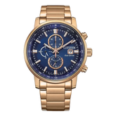 Citizen Gents Eco-Drive Navy Chrono Watch In Gold & Blue