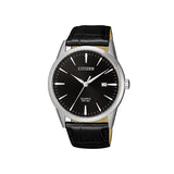 Citizen Mens Quartz Oxhide Leather Watch In Black