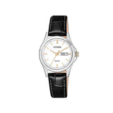 Citizen Ladies Quartz Oxhide Leather Watch In Black