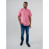 Ben Sherman Mens Linen Shirt Short Sleeve In Salmon