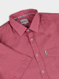 Ben Sherman Mens Linen Shirt Short Sleeve In Salmon