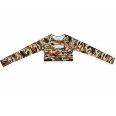 Sissy boy Womens Long Sleeve Crop Top In Camo