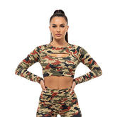 Sissyboy Womens Long Sleeve Crop Top In Camo