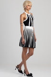 Sissy Boy Womens Constrasted Flared Knit Dress In Black And White