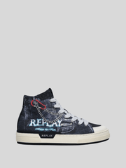 Replay Mens Raily Denim Sneaker In Navy