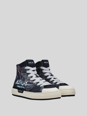 Replay Mens Raily Denim Sneaker In Navy