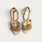 La Her Womens QXG-23 Heels In Gold